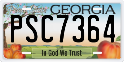 GA license plate PSC7364