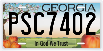 GA license plate PSC7402