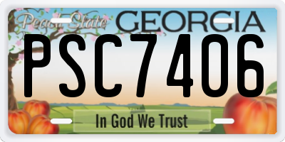 GA license plate PSC7406
