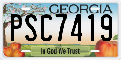 GA license plate PSC7419