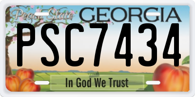 GA license plate PSC7434