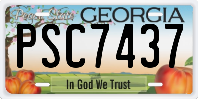 GA license plate PSC7437