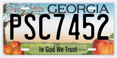 GA license plate PSC7452