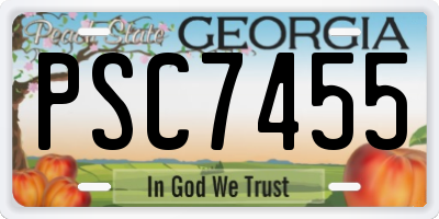 GA license plate PSC7455
