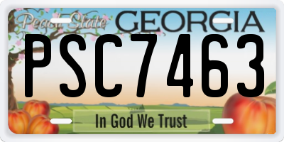 GA license plate PSC7463