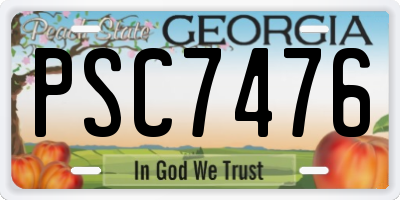 GA license plate PSC7476
