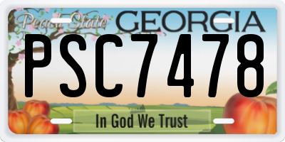 GA license plate PSC7478
