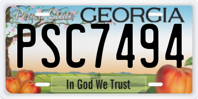 GA license plate PSC7494