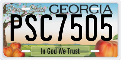 GA license plate PSC7505