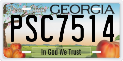 GA license plate PSC7514