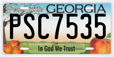 GA license plate PSC7535