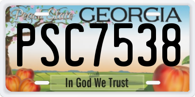GA license plate PSC7538