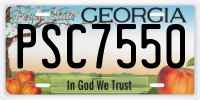 GA license plate PSC7550