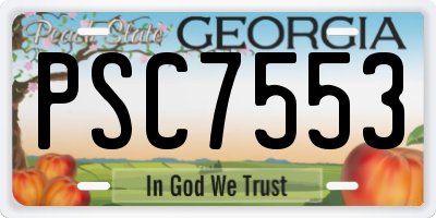 GA license plate PSC7553