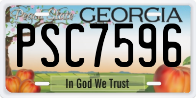 GA license plate PSC7596