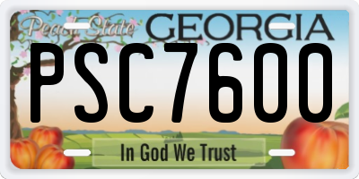 GA license plate PSC7600