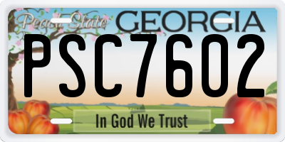 GA license plate PSC7602