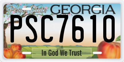 GA license plate PSC7610