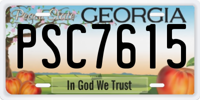 GA license plate PSC7615