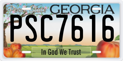 GA license plate PSC7616