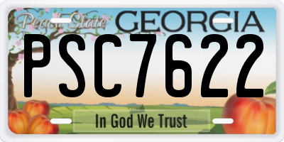 GA license plate PSC7622