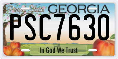 GA license plate PSC7630