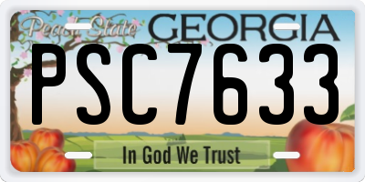 GA license plate PSC7633
