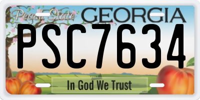 GA license plate PSC7634