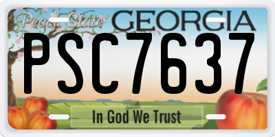 GA license plate PSC7637