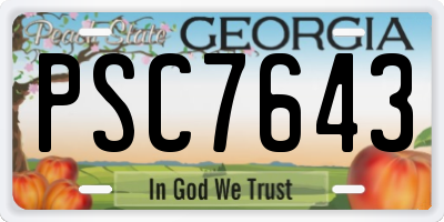 GA license plate PSC7643
