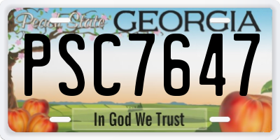 GA license plate PSC7647