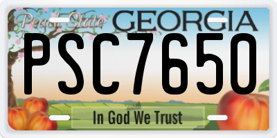 GA license plate PSC7650
