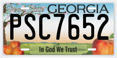GA license plate PSC7652