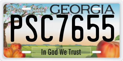 GA license plate PSC7655