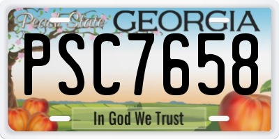 GA license plate PSC7658