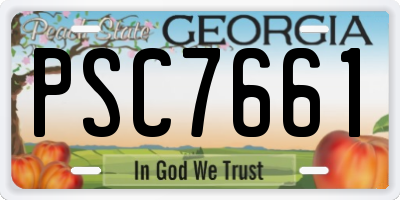 GA license plate PSC7661