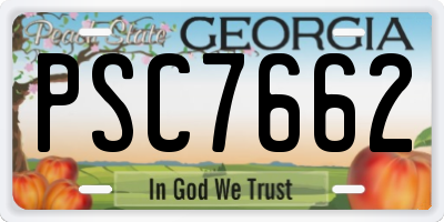 GA license plate PSC7662