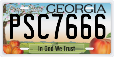 GA license plate PSC7666