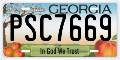 GA license plate PSC7669