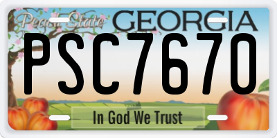 GA license plate PSC7670