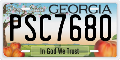 GA license plate PSC7680