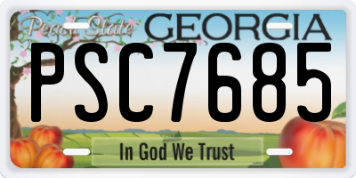 GA license plate PSC7685