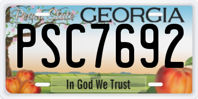 GA license plate PSC7692