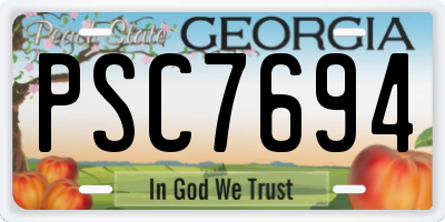 GA license plate PSC7694