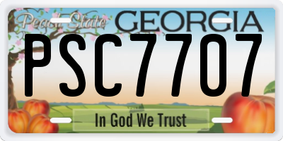 GA license plate PSC7707