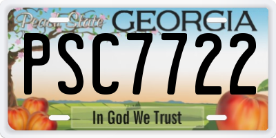 GA license plate PSC7722