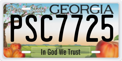 GA license plate PSC7725