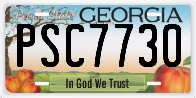 GA license plate PSC7730