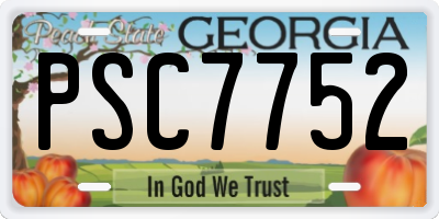GA license plate PSC7752
