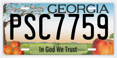 GA license plate PSC7759